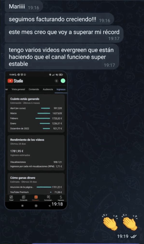 Resultados y opiniones de alumnos de Monetizatube