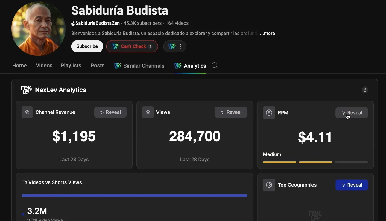Resultado real de canal de youtube con el metodo monetizatube