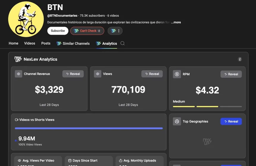 Resultado real de canal de youtube con el metodo monetizatube