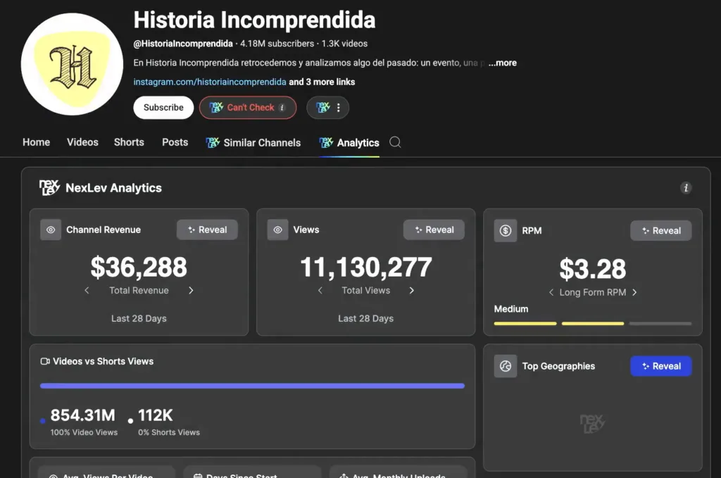 Resultado real de canal de youtube con el metodo monetizatube