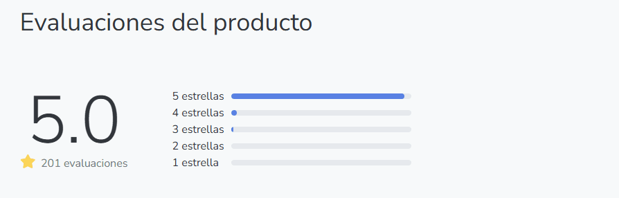 Valoraciones del curso en la plataforma
