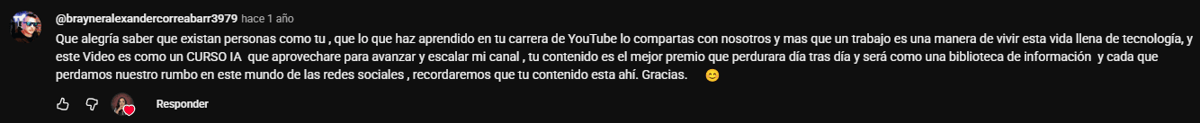 Comentario de Youtube