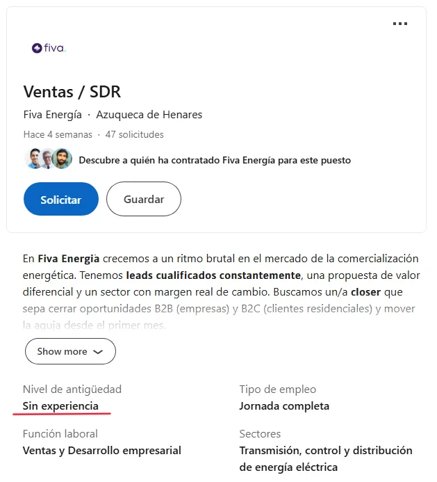 Busqueda de empleo sin experiencia de closer de ventas
