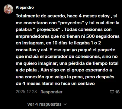 Opinión de un alumno de la Universidad del Closer que cuenta su experiencia después de cuatro meses sin conseguir ingresos.