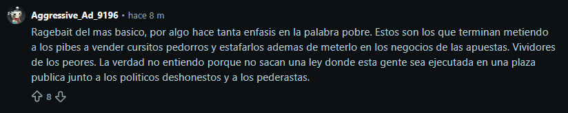 Opinion de usuario en Reddit sobre Tino mossu.