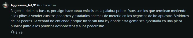 Opinion de usuario en Reddit sobre Tino mossu.