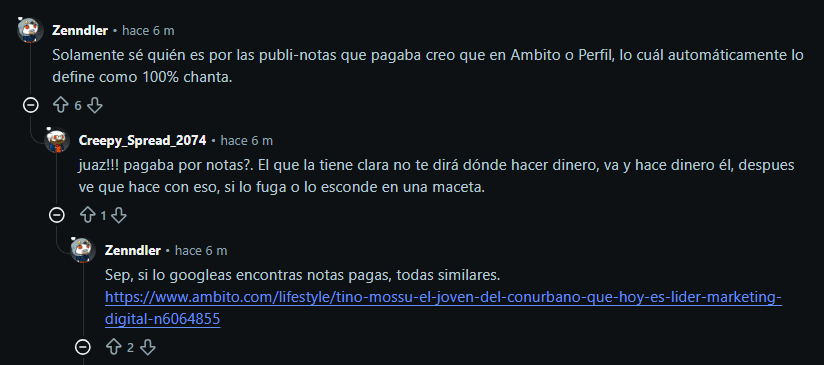 Opiniones de usuarios en Reddit sobre Tino mossu.