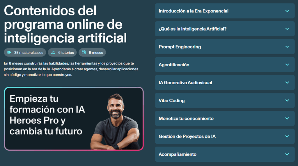 Contenidos y modalidad del curso IA heroes pro