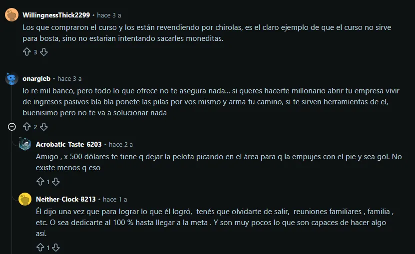 Críticas de un usuario en Reddit a Mauro Stendel y discusion al respecto