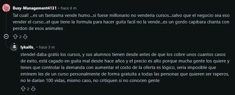Críticas de usuario en Reddit a Mauro Stendel